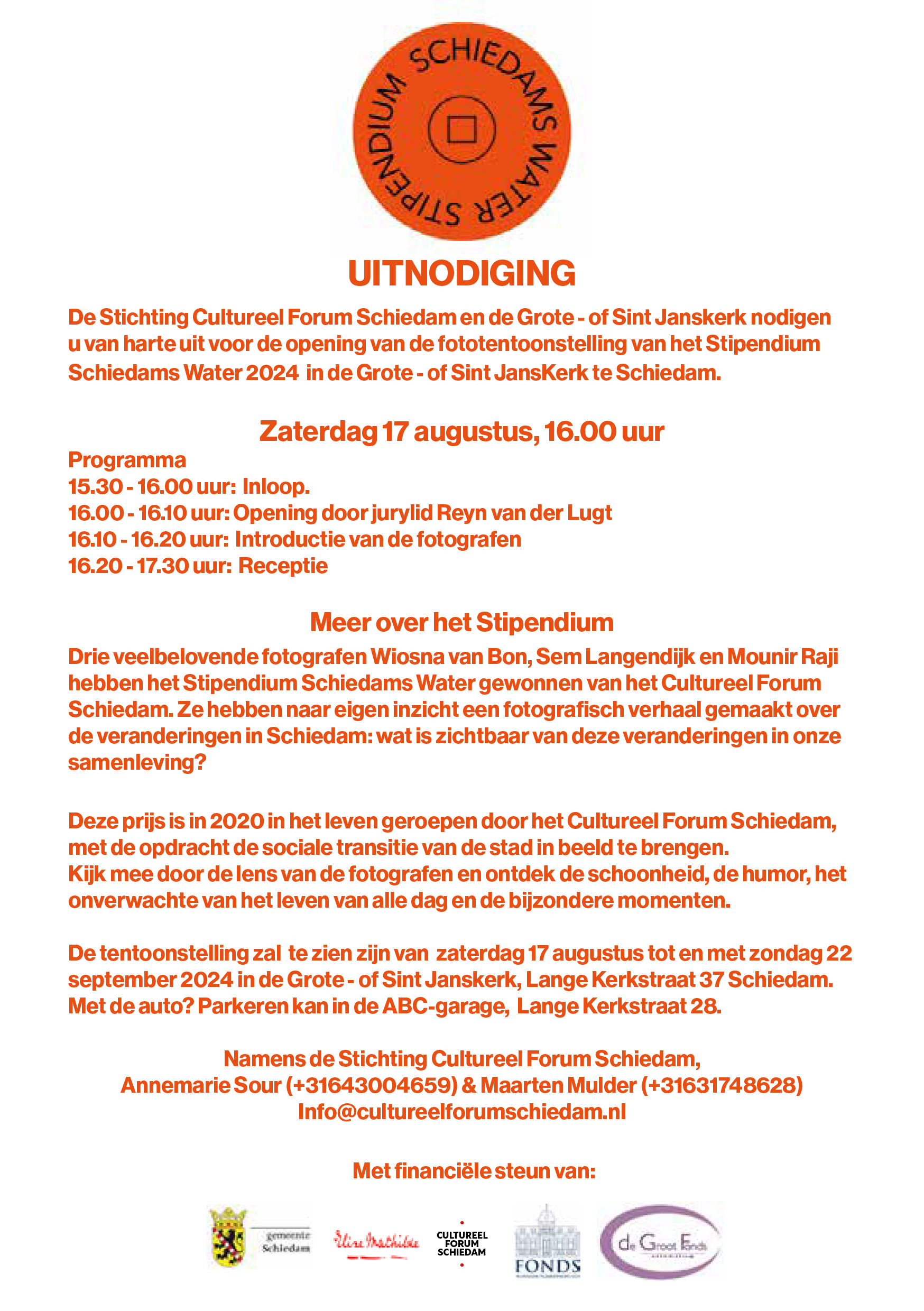 Flyer A5 Stipendium Schiedams Water 2024-2